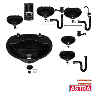 KIT Lavatório Plástico 36x28cm 3,8 lts Preto