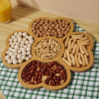 Petisqueira 30X30CM Gamela Mdf Madeira Flor Com 5 Espaços Para Servir Petiscos e Frios Multiuso em Oferta na Shopee