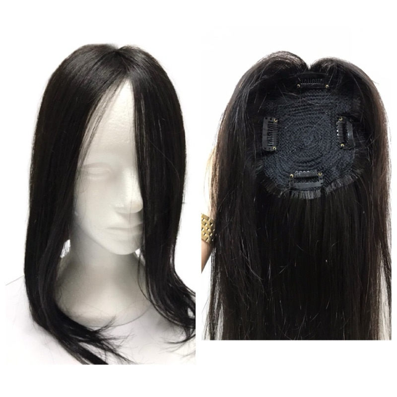 Topo de Cabeça Prótese p/ Falhas Cabelo Castanho Natural 65cm