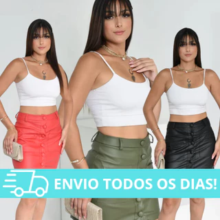 Saia de Couro Fake (P.U) - Couro Ecológico de Qualidade - Saia Feminina - Roupas Femininas - Novidade
