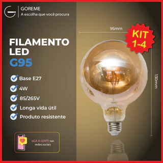 Lâmpada Filamento LED G95 4W E27 LUZ QUENTE (AMARELO) Âmbar Retrô Vintage 110V~220V | Bivolt