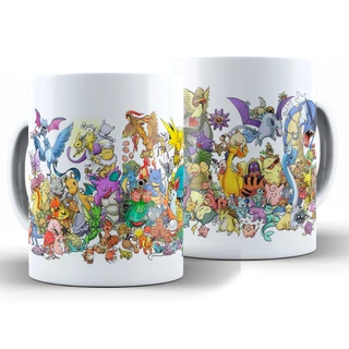Caneca Pokémons Kanto + Caixa - Xícara Divertida 325ML Cerâmica