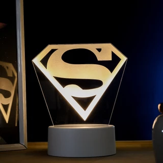 Luminária LED 3D de Mesa / Luz Noturna Presente Criativo - Superman, super homem, liga da justiça, super herói