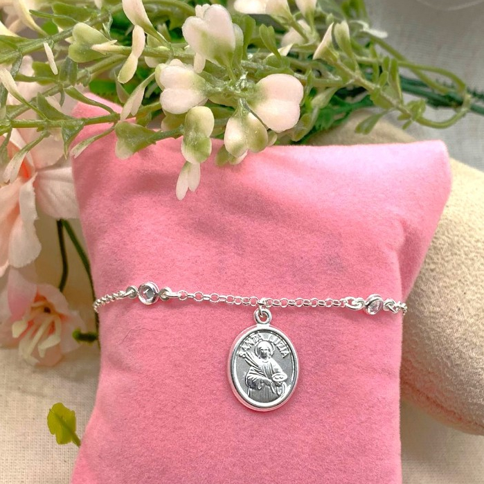 Pulseira Santa Luzia Prata 925 Legitima