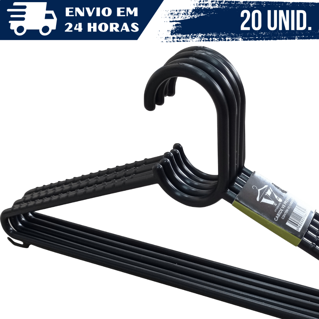 Kit Cabide Roupa Adulto Preto V8 PREMIUM | Shopee Brasil