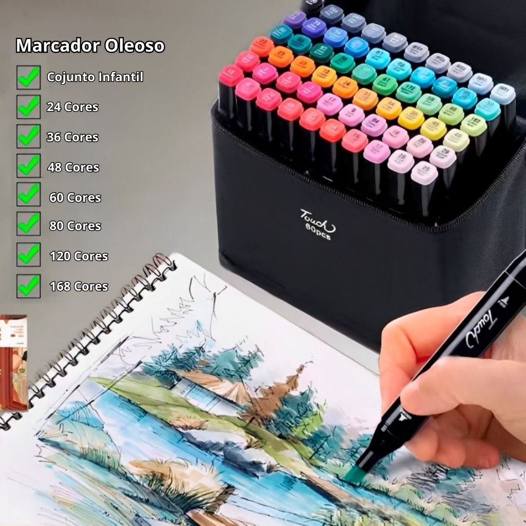 24/36/48/60/80 Cores Caneta Marcadora De Cabeça Dupla Oleosa Montagem Artística Para Estudantes Material Escolar Papelaria Premium Lavável