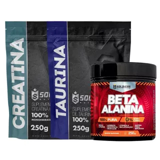 Kit Beta Alanina 250g + Taurina 250g + Creatina 250g - Soldiers Nutrition