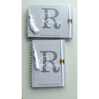 Kit Caderneta de Saúde + Livro do Bebê/ Coleção Linho Cinza