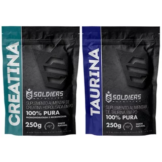 Kit: Creatina Monohidratada 250g + Taurina 250g - 100% Pura Importada - Soldiers Nutrition