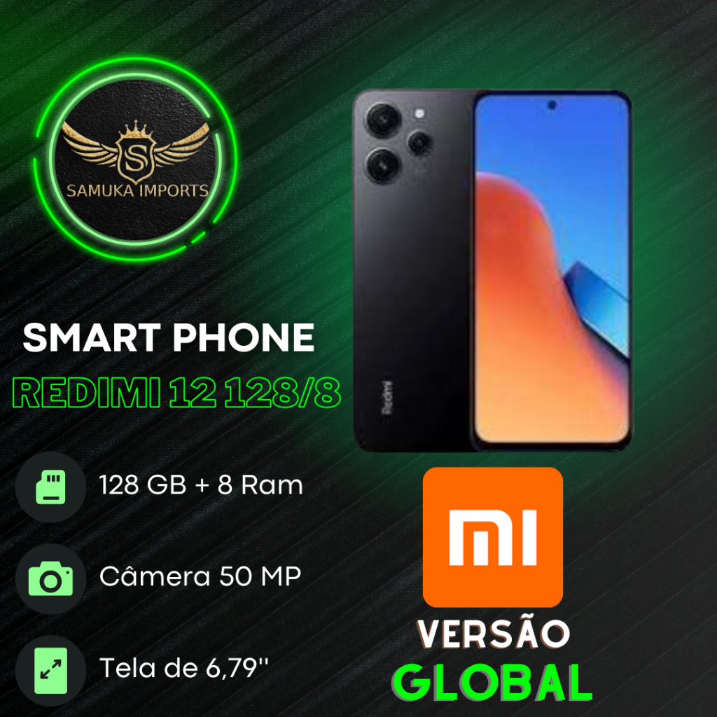 celular xiaomi redimi 12 128 Gb de memória + 8 de Ram preto versão ...