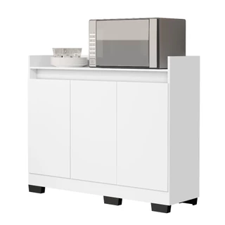 Rack Aparador Buffet Cantinho Café Retrô 3 Portas Ryzen Industrial Branco
