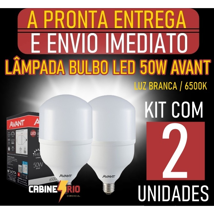 KIT 2 Lâmpada LED Bulbo 50w Alta Potência E27 - AVANT