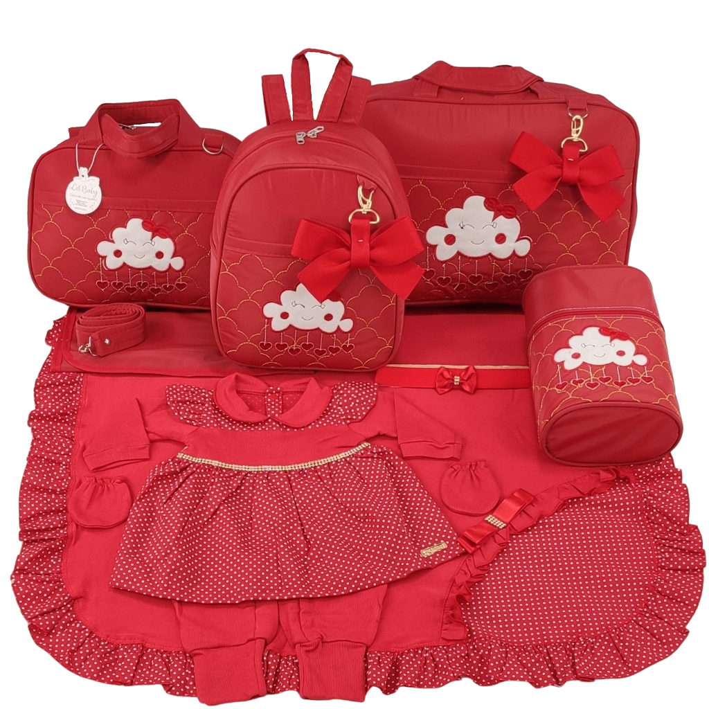 Kit Bolsa Maternidade Menina Varias Cores Nuvem + Saida Maternidade