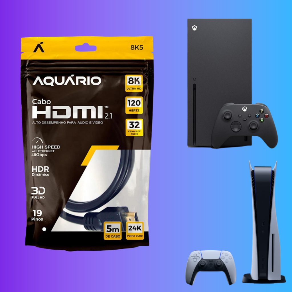 Cabo HDMI 2.1 para PS5 / XBOX SERIES X/S 8k Ultra HD 4k 120Hz Profissional
