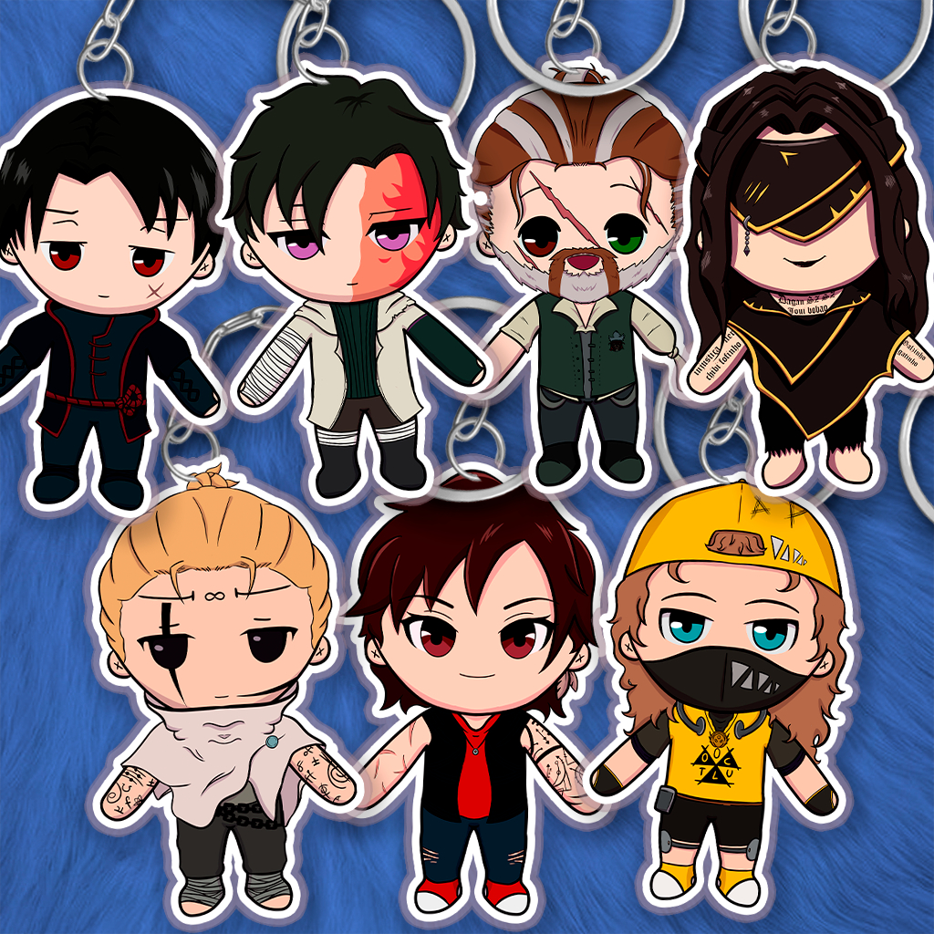 Chaveiros Ordem Paranormal RPG Cellbit Chibi Joui Kaiser Arthur Gal Dante Agatha Xande