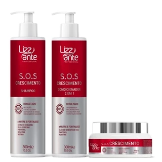 Shampoo Condicionador e Mascara SOS Crescimento Combate a Queda de Cabelo Fortalecimento Capilar Preenche Falhas Aumenta o volume dos Cabelos Hidratação Maciez e Brilho Lizz ante Professional em Oferta na Shopee