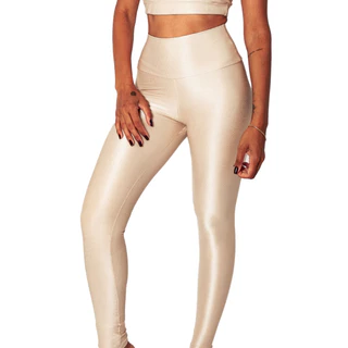 Legging Shine Cintura Alta Micro Canelada