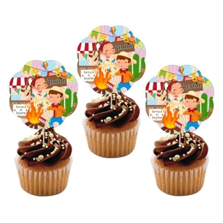 Topper para Cupcake Festa Junina/Arraiá - Decoração de Festa e Mesversário.