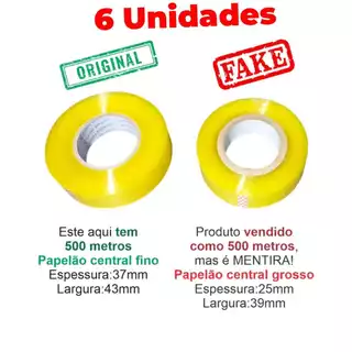 Fita Adesiva Transparente Larga 500 Metros 6 Unidades