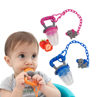 Chupeta Alimentadora Silicone Bebê Porta frutinha Alimentação Tampa e Clipe Anti Queda