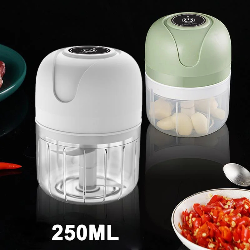 Mini Processador Elétrico Moedor Carne Vegetais Alho Fruta Amendoim Recarregável USB 250ml CORES ALEATORIAS
