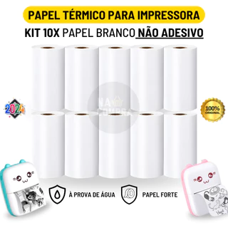 Kit 10 Bobina Térmica 57x30mm Não Adesivo Branco Rolo com 100 Metros Para Mini Impressora Portátil