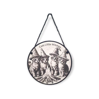 Quadro decorativo Gatinhos Bruxos - Placa decorativa Gato Mistica - Decoração de parede Wicca e esotérica
