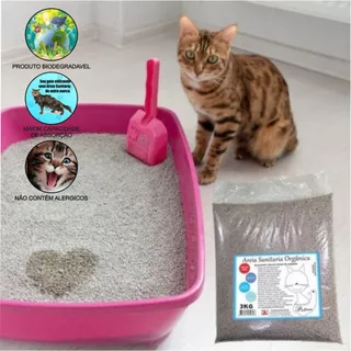 Areia Sanitaria para Gatos de Mandioca 2,8KG Biodegradavel Hipoalergenica