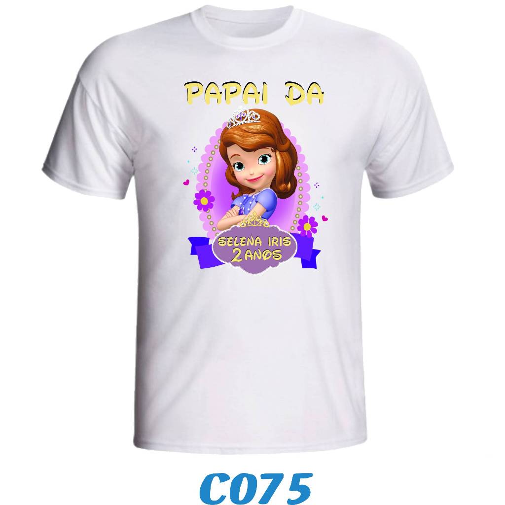 Camiseta Princesa Sofia personalizada para aniversario Shopee Brasil