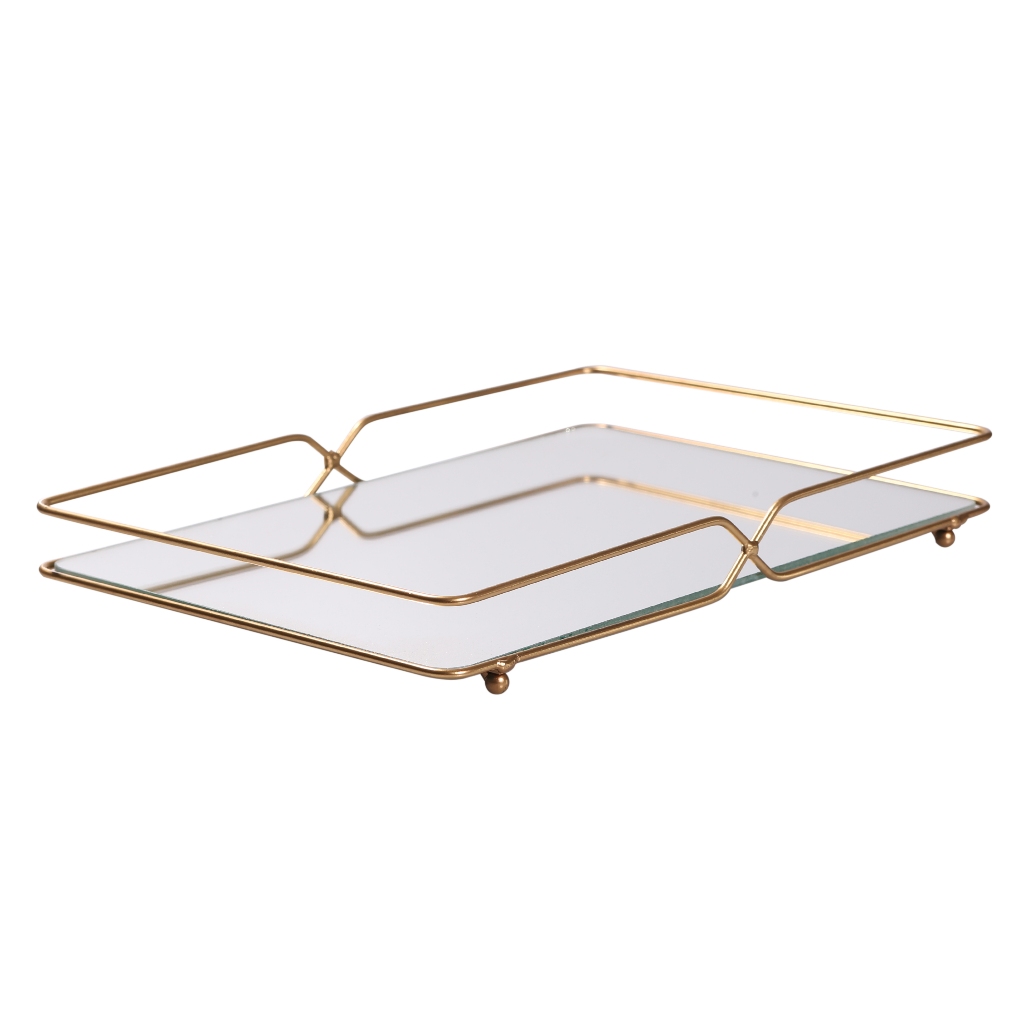 Bandeja Retangular X Dourado 30x20cm