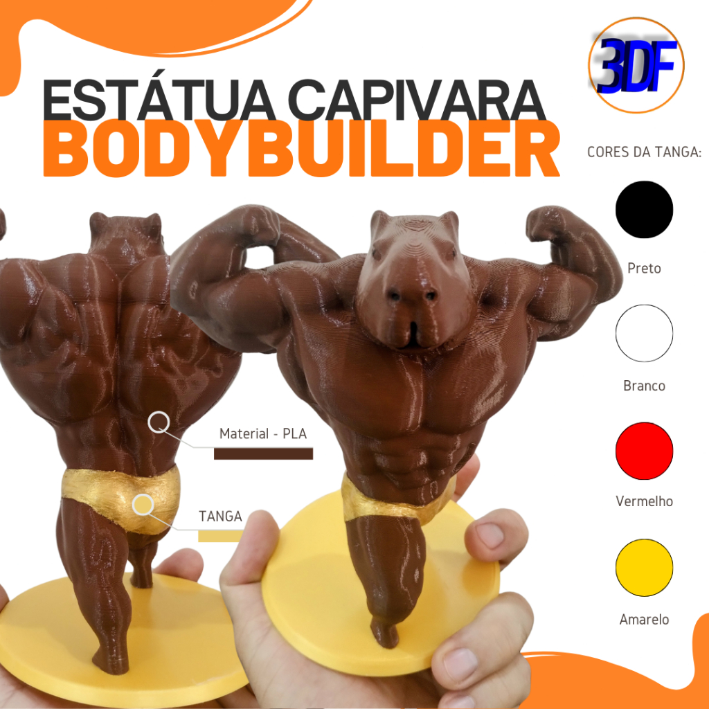 Estátua troféu decoração Capivara Bodybuilder impressão 3D