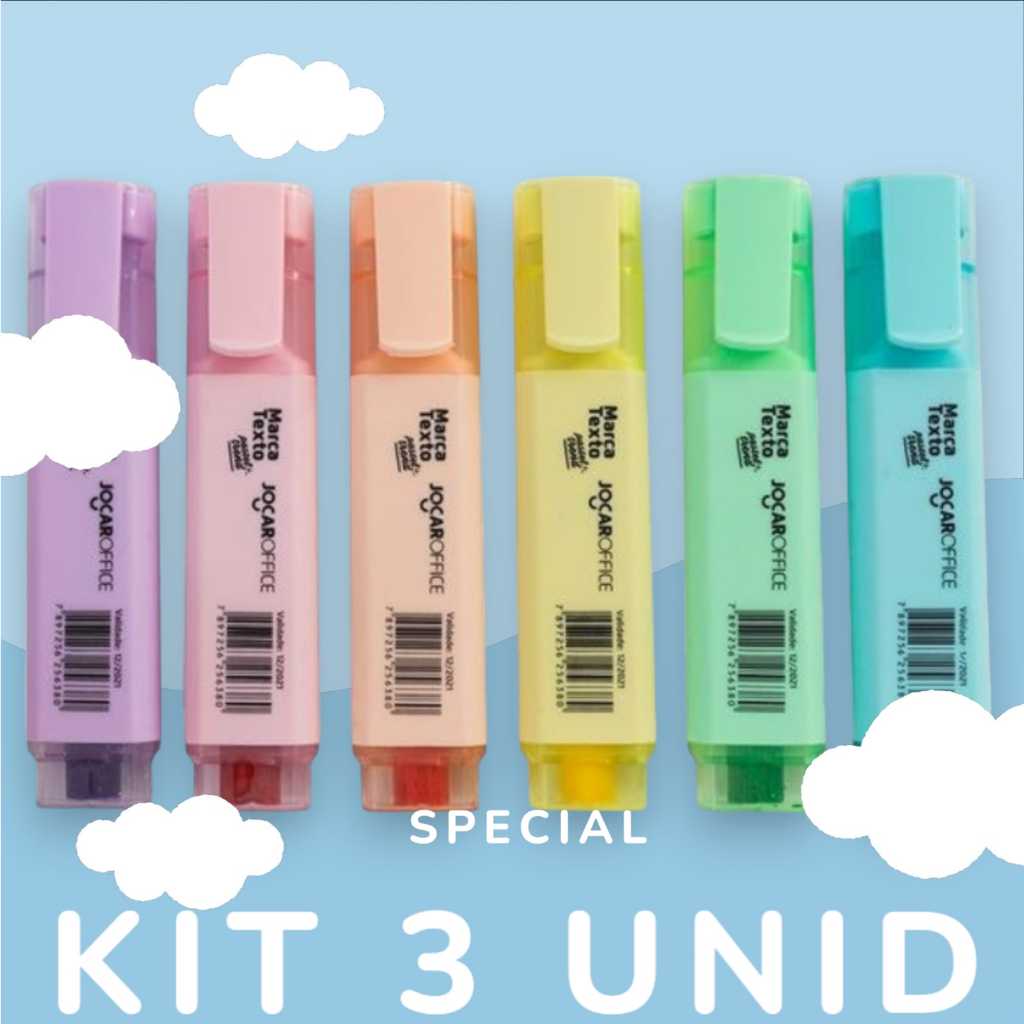 Caneta Marca Texto Trend Tons Pasteis Pastel Jocar Office-3 UNIDADES