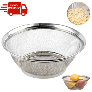 Escorredor de Macarrão Alimentos Cesta Para Frutas Aço Inox Multiuso 22cm