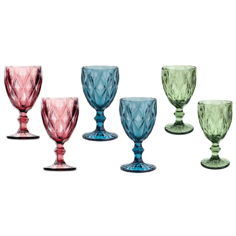 Jogo 6 TAÇAS DIAMOND TIPO LYOR DE VIDRO PARA ÁGUA VINHO 325 Jogo 6 TAÇAS DIAMOND TIPO LYOR DE VIDRO PARA ÁGUA VINHO 325