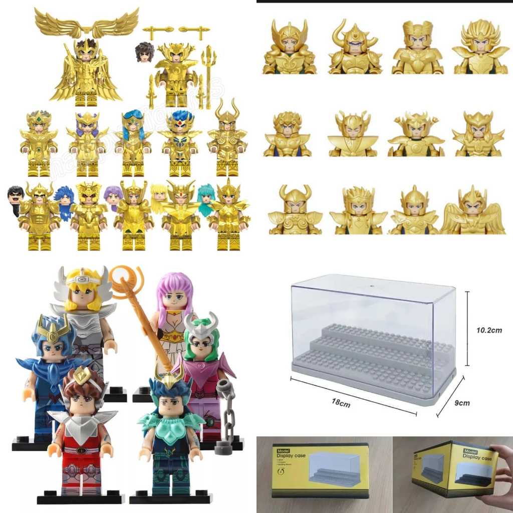 coleção completa cavaleiros do zodiaco comptivel com lego + expositores ...