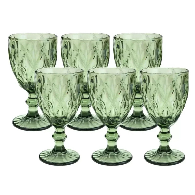 Jogo 6 TAÇAS DIAMOND TIPO LYOR DE VIDRO PARA ÁGUA VINHO 325 Jogo 6 TAÇAS DIAMOND TIPO LYOR DE VIDRO PARA ÁGUA VINHO 325