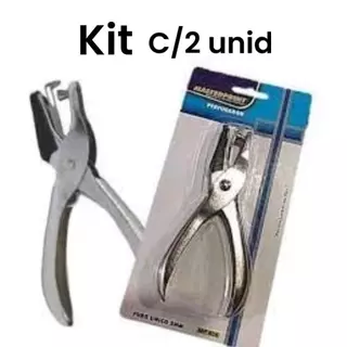 Kit 2 Furador de Papel 1 Furo Perfurador Alicate em Metal Masterprint