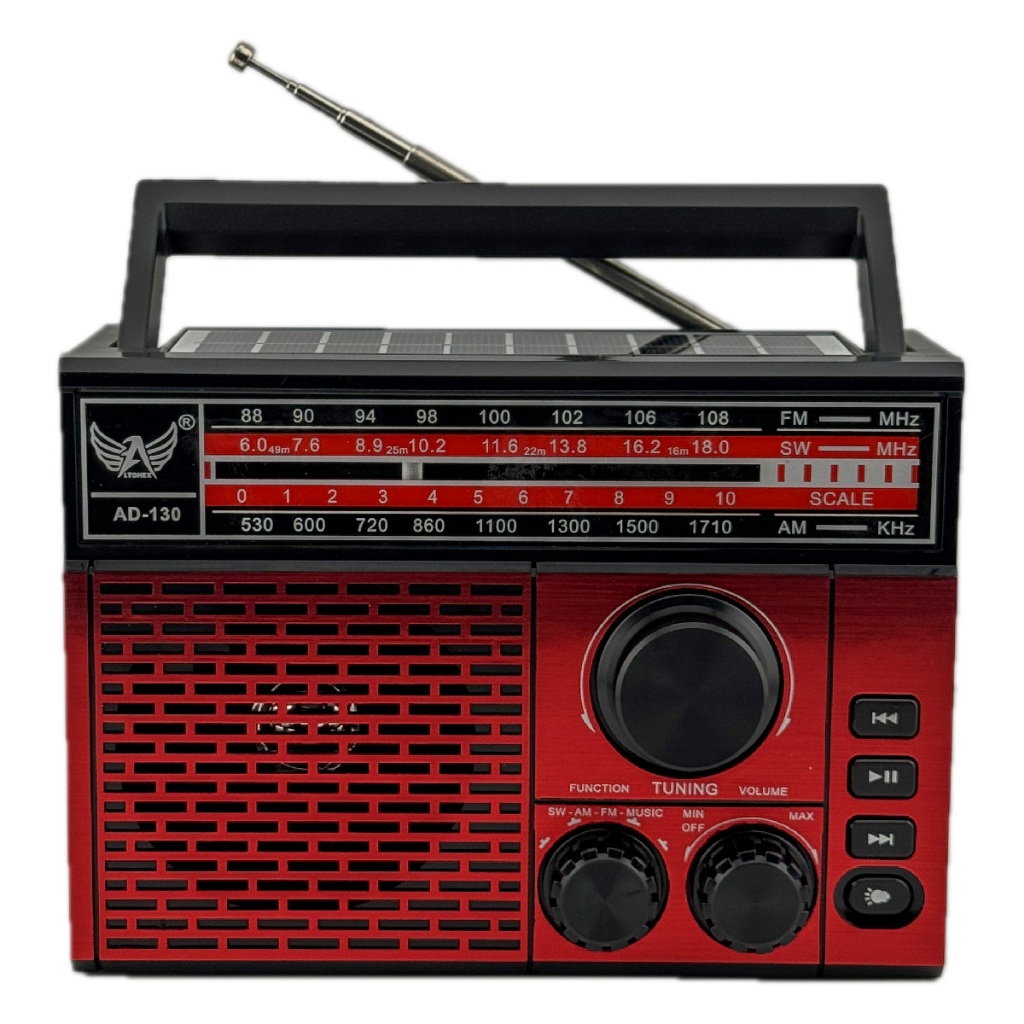 Rádio Retrô Altomex com Painel Solar Recarregável Lanterna FM AM SW USB TF AUX AD-130