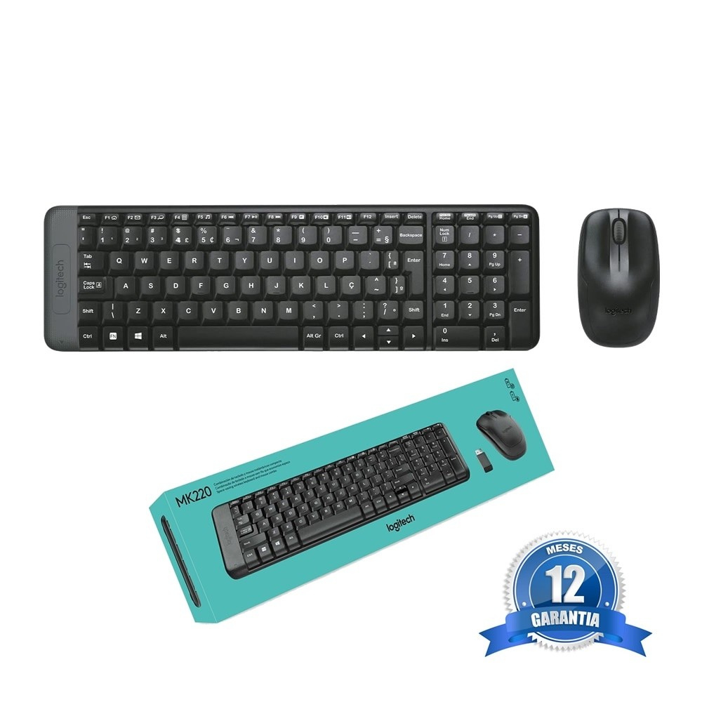 Logitech Mk220 Teclado Mouse Tecla Ç Abnt2 Sem Fio Funciona Em Android Celular Tablet Smartphone