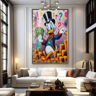 Quadro Decorativo GRANDE Alta Resolução Para Sala Quarto Escritório Quadro Tio Patinhas Money 2