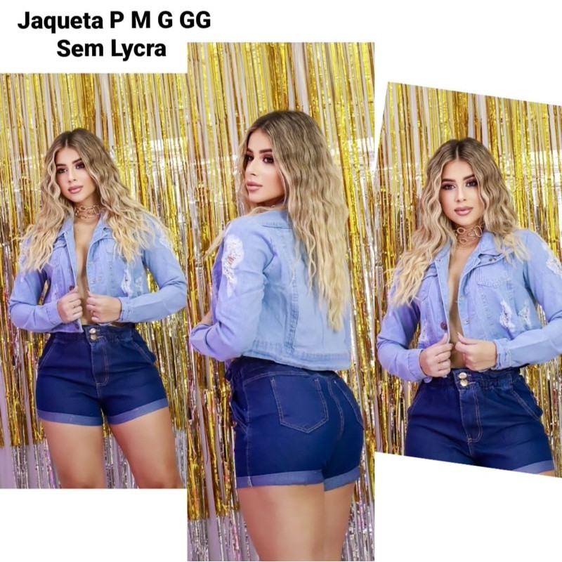 JAQUETA JEANS SEM LYCRA MANGA LONGA