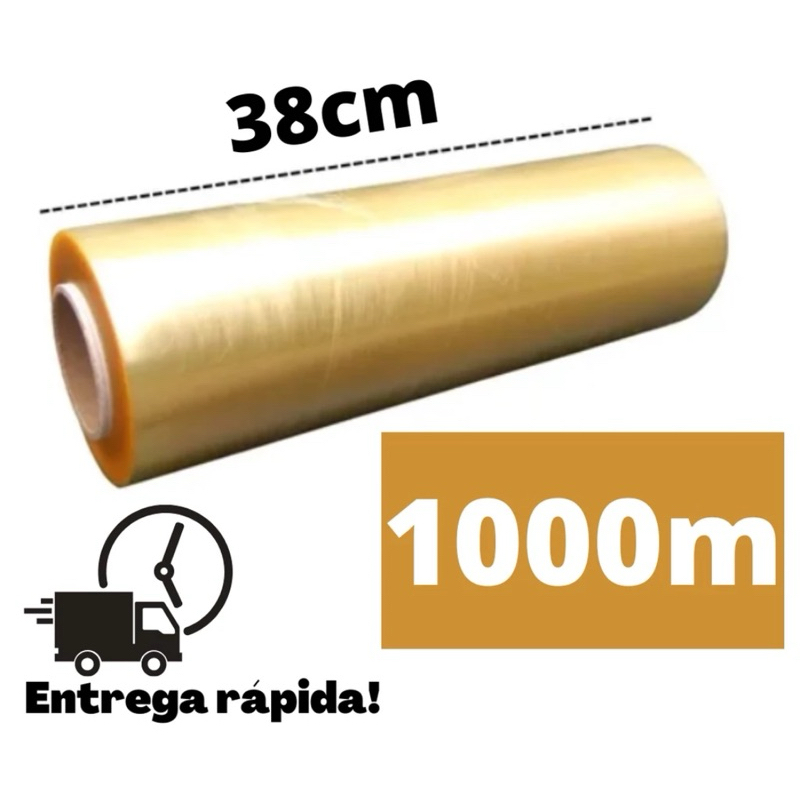 Rolo Bobina Plastico Filme Pvc Esticavel Resistente 38cm X 1000m