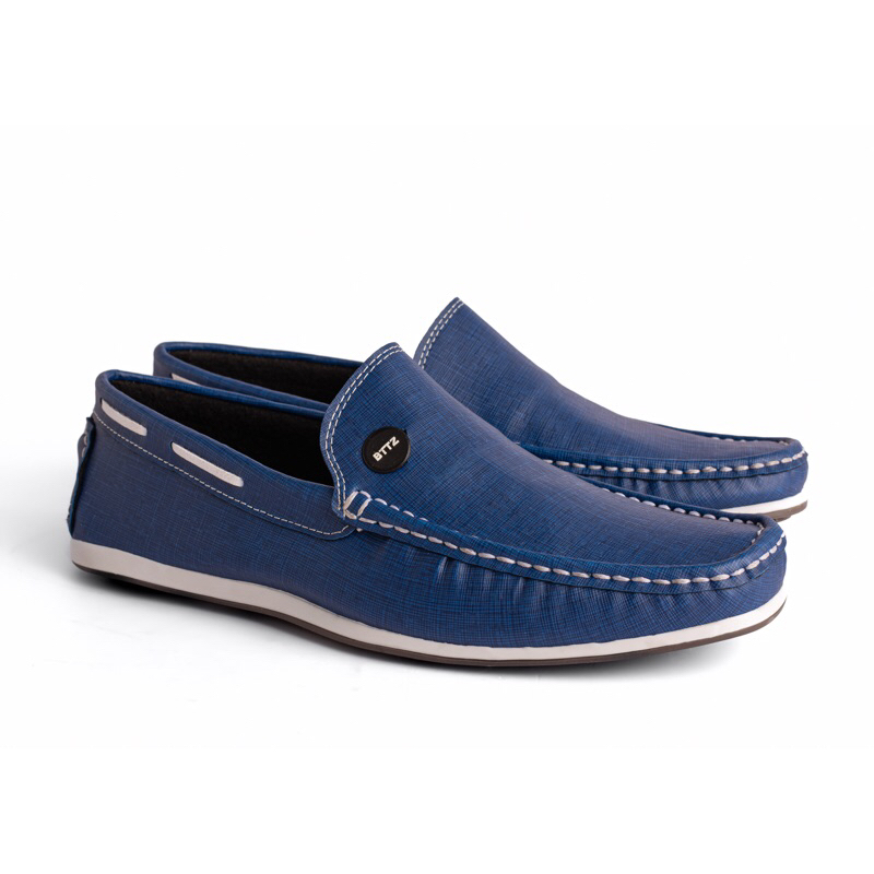 Sapato Driver Esporte Fino Azul Mocassim Sintético Ref 1001