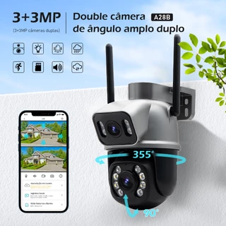 COIBEU Camera Externa Ip a Prova D'água Wifi 360° 3+3MP Dupla 2 Em 1 com Visao Noturna C/ Infravermelho ICSEE Três cores para escolher
