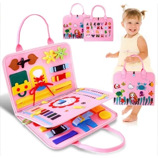 Brastoy Maleta Educativa Montessori Sensorial Brinquedo Para Crianças Azul e Rosa