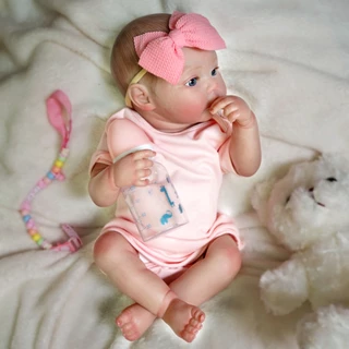 Brastoy Bebê Reborn Boneca Pintada Silicone Menina Rosa Original 48cm