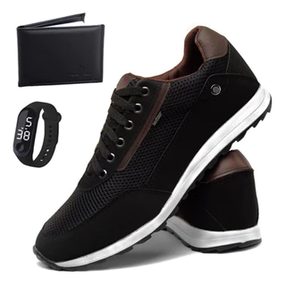 Tênis Masculino Sapatenis Jogger Casual Esporte Fino Kit Com Carteira Mais Relogio