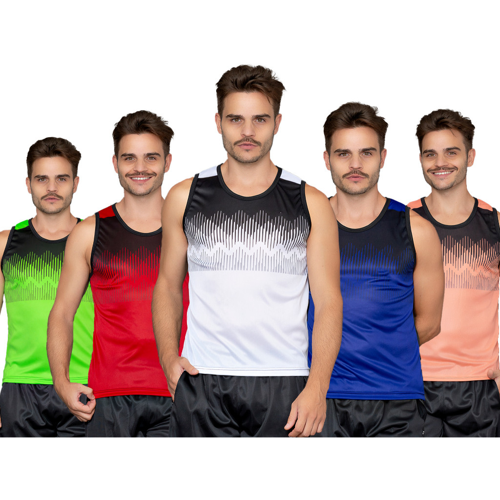 Kit 5 Regata Masculina Dryfit para treino academia corrida futebol cores variadas leve e confortavel