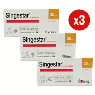Kit 3 Singestar 20mg 8 Comprimidos para Cães e Gatos König em Oferta na Shopee