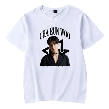 Camiseta Simples De Algodão Estampa Cha Eun-woo Confortável